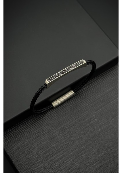 925 Ayar Gümüş Zirkon Taşlı Italyan Model Gümüş Renk Erkek Bileklik FRJ12557-3557-A