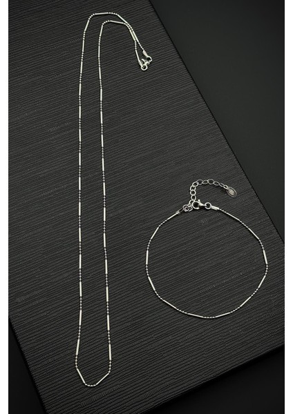 925 Ayar Gümüş Italyan Model Gümüş Renk Erkek Bileklik/kolye Set FRJ12524-3524-A