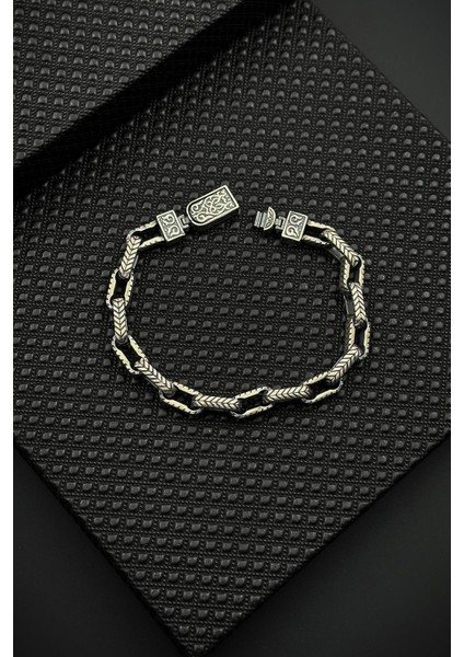 925 Ayar Gümüş Italyan Model Gümüş Renk Erkek Bileklik FRJ12650-3650-A