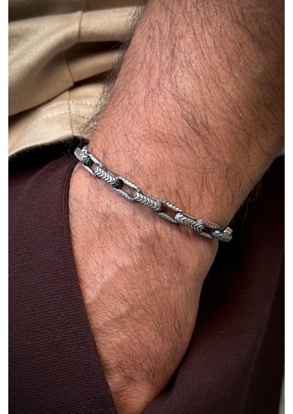 925 Ayar Gümüş Italyan Model Gümüş Renk Erkek Bileklik FRJ12650-3650-A fiyatları