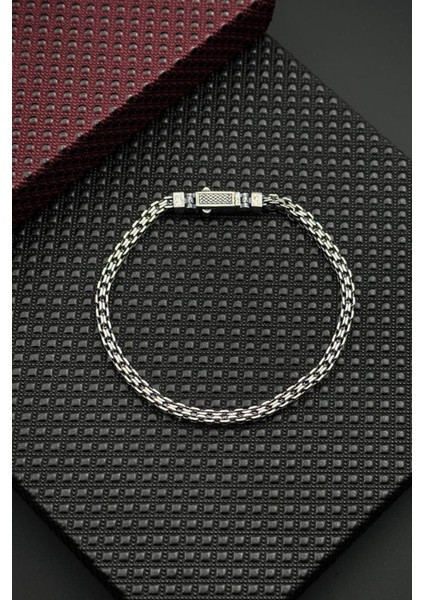 925 Ayar Gümüş Italyan Model Gümüş Renk Erkek Bileklik FRJ12699-3699-A