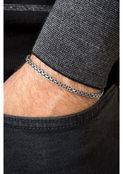 925 Ayar Gümüş Italyan Model Gümüş Renk Erkek Bileklik FRJ12699-3699-A fiyatları