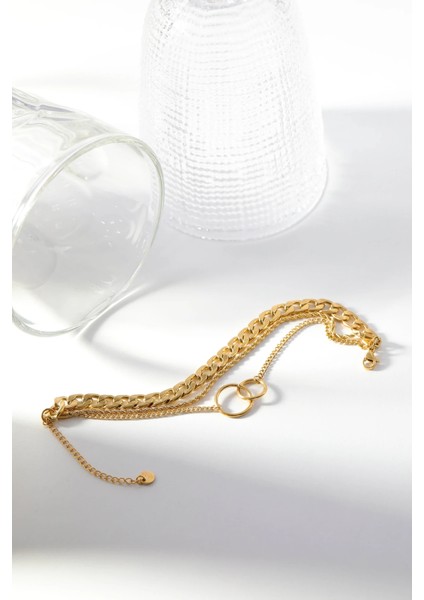 Zarif Halkalı Altın Zincir Kadın Bileklik modelleri