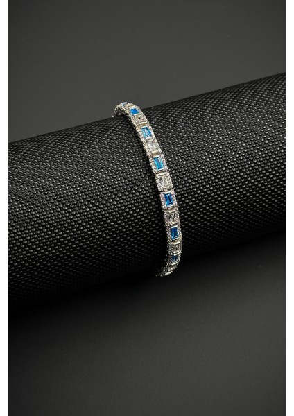 925 Ayar Gümüş Italyan Model Zirkon Taşlı Turkuaz-Beyaz Renkli Erkek Bileklik FRJ12181-3181-MA3 indirimleri
