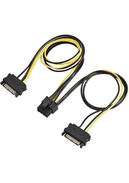 Ekran Kartı Power Güç Kablosu 2 Sata To 8 Pin (6+2) Pci-Ex Ekran Kartı Kablosu