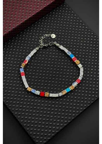 316L Çelik ve Mix Doğal Taşlı Çok Renkli Erkek Bileklik FRJ12667-3667-CK