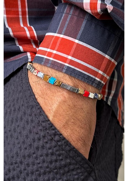 316L Çelik ve Mix Doğal Taşlı Çok Renkli Erkek Bileklik FRJ12667-3667-CK fiyatları