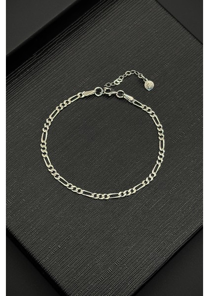 925 Ayar Gümüş Italyan Model Gümüş Renk Erkek Bileklik FRJ12386-3386-A