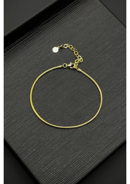 925 Ayar Gümüş Italyan Model Altın Renk Erkek Bileklik FRJ12257-3257-G