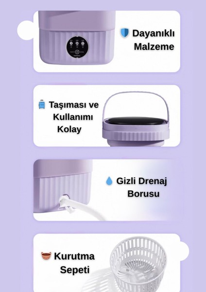 Katlanabilir Mini Çamaşır Makinesi 13 L Taşınabilir Çamaşır Makinesi ve Kurutma Özellikli – Yurtlar, Seyahatler, Küçük Evler, Havlular ve Iç Çamaşırları Için Yer Tasarruflu Çamaşır Yardımcısı