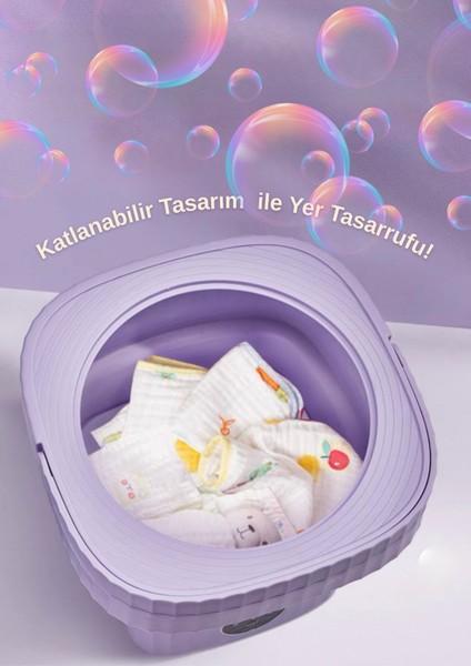 Katlanabilir Mini Çamaşır Makinesi 13 L Taşınabilir Çamaşır Makinesi ve Kurutma Özellikli – Yurtlar, Seyahatler, Küçük Evler, Havlular ve Iç Çamaşırları Için Yer Tasarruflu Çamaşır Yardımcısı