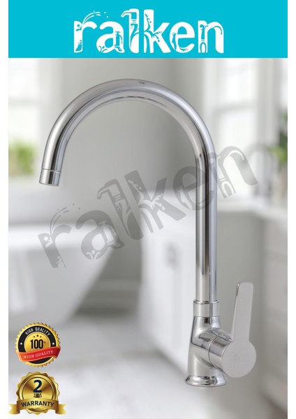 Kalın Gövde Mutfak Bataryası Delta Eviye Musluğu Krom Eviye Bataryası - %100 Pirinç Hammadde, Paslanmaz, Ağır Gövde, Krom, 360 Hareketli Boru