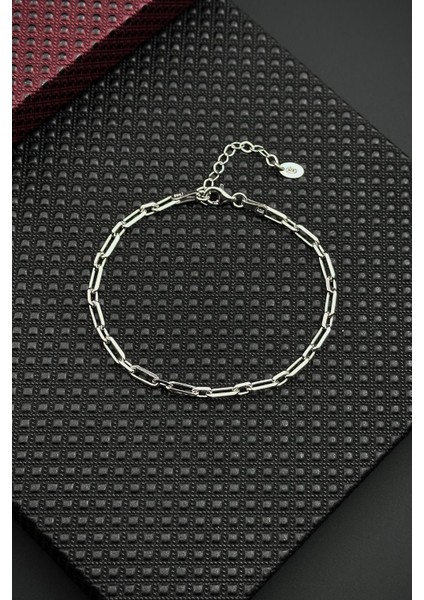 925 Ayar Gümüş Italyan Model Gümüş Renk Erkek Bileklik FRJ12668-3668-A