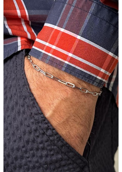 925 Ayar Gümüş Italyan Model Gümüş Renk Erkek Bileklik FRJ12668-3668-A fiyatları