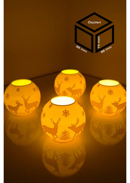 Yılbaşı Kış Geyiği Modelli Tealight Çıkıntılı Mumluk NO.2105P (Led Işık Dahil) fiyatları