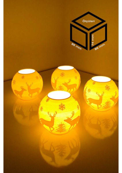 Yılbaşı Kış Geyiği Modelli Tealight Çıkıntılı Mumluk NO.2105P (Led Işık Dahil) fırsatları