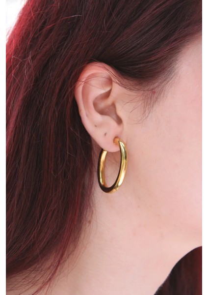 Kalın Form Oval Halka Kadın Çelik Küpe fiyatları