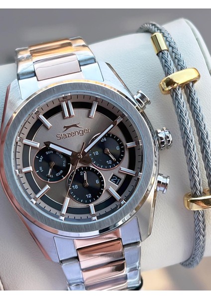 Italyan Tasarım Bileklik Hediyeli 2 Yıl Garantili 10 Atm Çelik Erkek Kol Saat ESL.Y2554.3