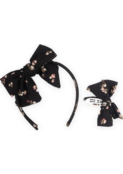 Taçlı Toka Seti Lacivert Çiçekli