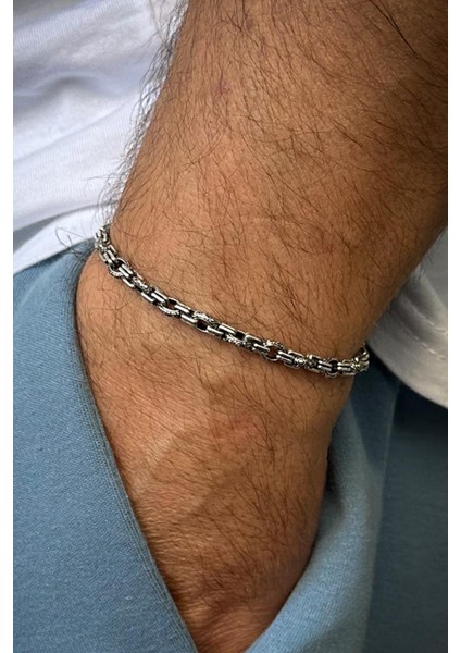 925 Ayar Gümüş Italyan Model Gümüş Renk Erkek Bileklik FRJ12602-3602-A fiyatları