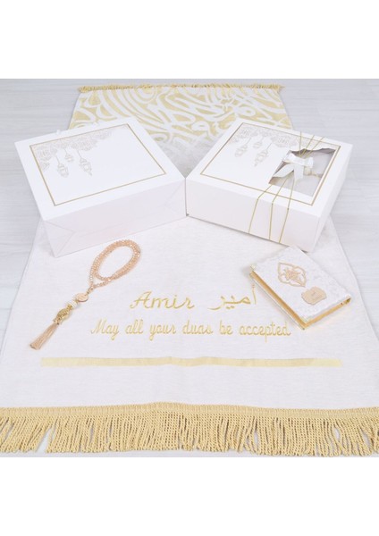 Kişiselleştirilmiş Isme Özel Lüks Kalın Seccade, Kuran, Tesbih, Hediye Seti, Ramazan Hediyelik