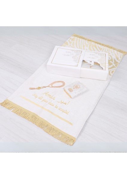 Kişiselleştirilmiş Isme Özel Lüks Kalın Seccade, Kuran, Tesbih, Hediye Seti, Ramazan Hediyelik indirimleri