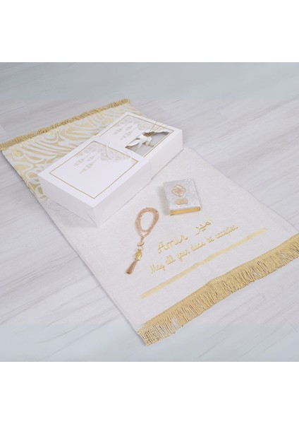 Kişiselleştirilmiş Isme Özel Lüks Kalın Seccade, Kuran, Tesbih, Hediye Seti, Ramazan Hediyelik