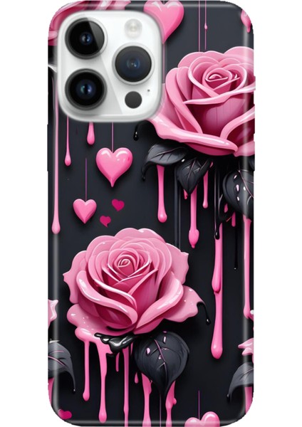 iPhone 15 Pro Max Kılıf Desenli Baskılı Tpu Rubber Kapak Akan Güller