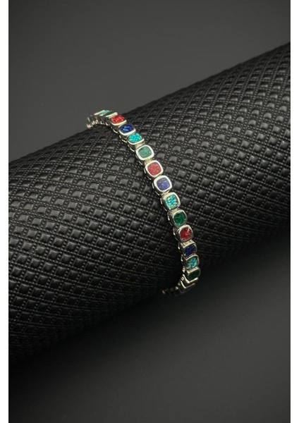 925 Ayar Gümüş Mix Doğal Taşlı Çok Renkli Erkek Bileklik FRJ12678-3678-CK fiyatları