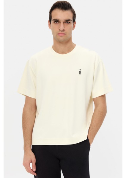Relaxed Fit Ekru Düz T-Shirt fiyatları