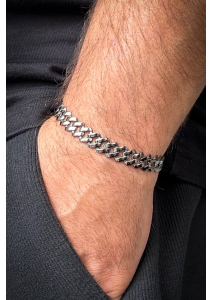 925 Ayar Gümüş Füme Renk Erkek Bileklik/kolye Set FRJ12660-3660-B modelleri