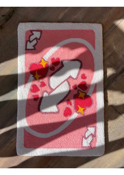 Sevgililer Günü Uno Kart Şeklinde Halı - Kalpli Kelebek Motifli El Yapımı Hediye - Sevgiliye Hediye fiyatları