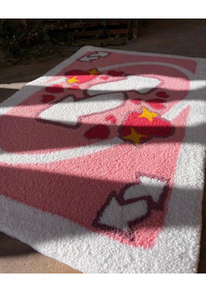 Sevgililer Günü Uno Kart Şeklinde Halı - Kalpli Kelebek Motifli El Yapımı Hediye - Sevgiliye Hediye indirimleri