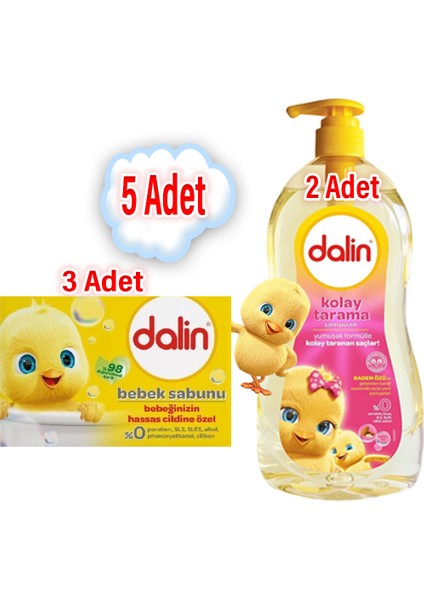 X2 Adet Kolay Tarama Bebek Şampuanı Badem Özlü 200 ml - X3 Adet Klasik Bebek Sabunu 100GR