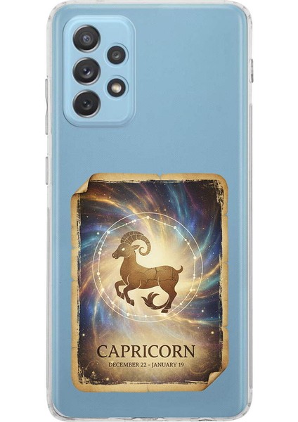 Samsung Galaxy A53 ile Uyumlu Burç Kartları Oğlak Tasarımlı Şeffaf Silikon Kılıf