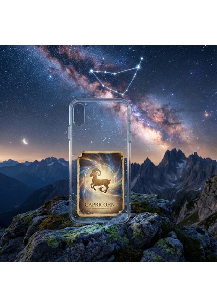 Samsung Galaxy A53 ile Uyumlu Burç Kartları Oğlak Tasarımlı Şeffaf Silikon Kılıf fiyatları