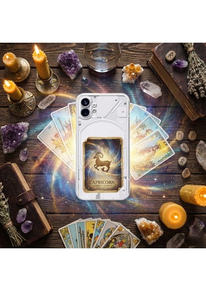 Samsung Galaxy A53 ile Uyumlu Burç Kartları Oğlak Tasarımlı Şeffaf Silikon Kılıf modelleri