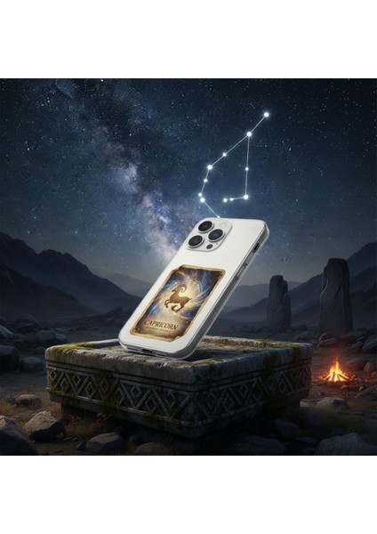 Samsung Galaxy A53 ile Uyumlu Burç Kartları Oğlak Tasarımlı Şeffaf Silikon Kılıf indirimleri