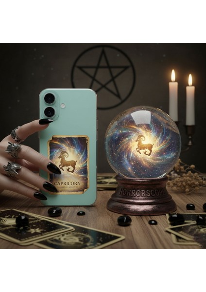 Samsung Galaxy A53 ile Uyumlu Burç Kartları Oğlak Tasarımlı Şeffaf Silikon Kılıf