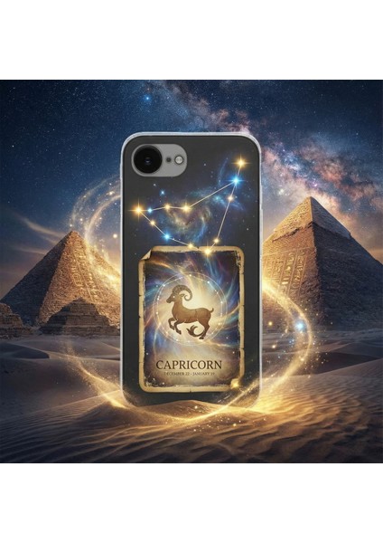 Samsung Galaxy A53 ile Uyumlu Burç Kartları Oğlak Tasarımlı Şeffaf Silikon Kılıf