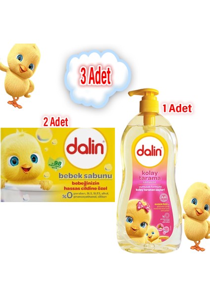 X1 Adet Kolay Tarama Bebek Şampuanı Badem Özlü 200 ml - X2 Adet Klasik Bebek Sabunu 100GR