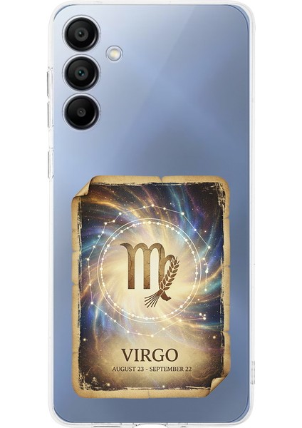 Samsung Galaxy A17 ile Uyumlu Burç Kartları Başak Tasarımlı Şeffaf Silikon Kılıf