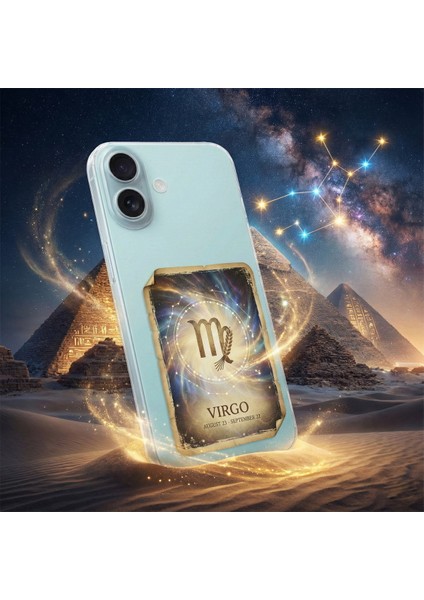 Samsung Galaxy A17 ile Uyumlu Burç Kartları Başak Tasarımlı Şeffaf Silikon Kılıf