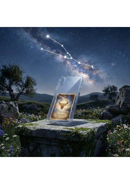 Samsung Galaxy A24 ile Uyumlu Burç Kartları Boğa Tasarımlı Şeffaf Silikon Kılıf fiyatları