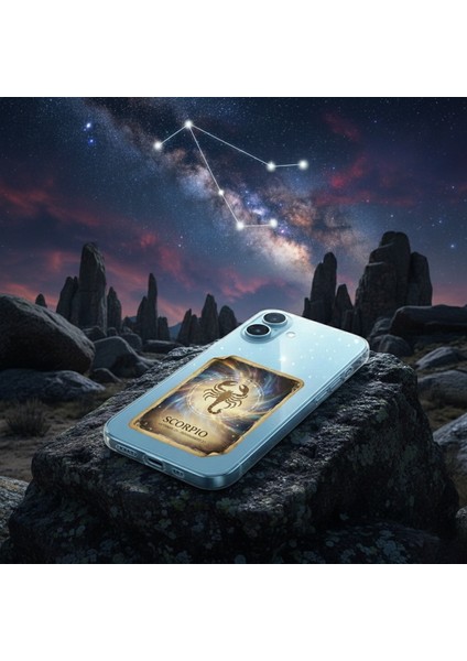 Samsung Galaxy Note 9 ile Uyumlu Burç Kartları Akrep Tasarımlı Şeffaf Silikon Kılıf indirimleri