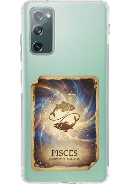 Samsung Galaxy S20 Fe ile Uyumlu Burç Kartları Balık Tasarımlı Şeffaf Silikon Kılıf