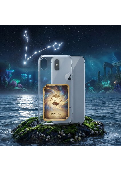 Samsung Galaxy S20 Fe ile Uyumlu Burç Kartları Balık Tasarımlı Şeffaf Silikon Kılıf fiyatları