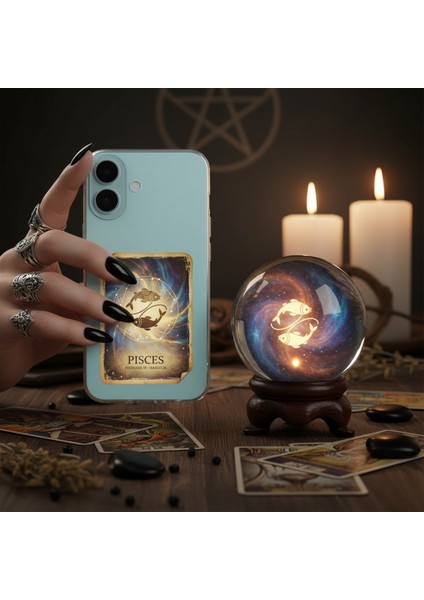 Samsung Galaxy S20 Fe ile Uyumlu Burç Kartları Balık Tasarımlı Şeffaf Silikon Kılıf