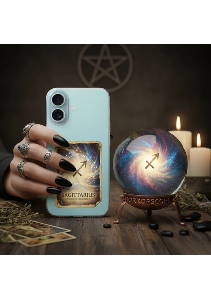 Samsung Galaxy M31 ile Uyumlu Burç Kartları Yay Tasarımlı Şeffaf Silikon Kılıf