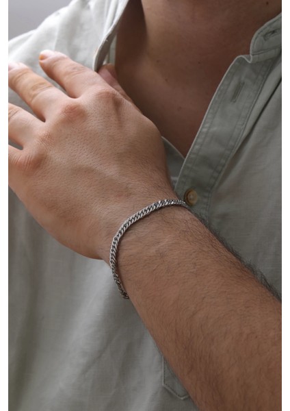 Erkek Gümüş Renk Zincir Model Çelik Bileklik fiyatları